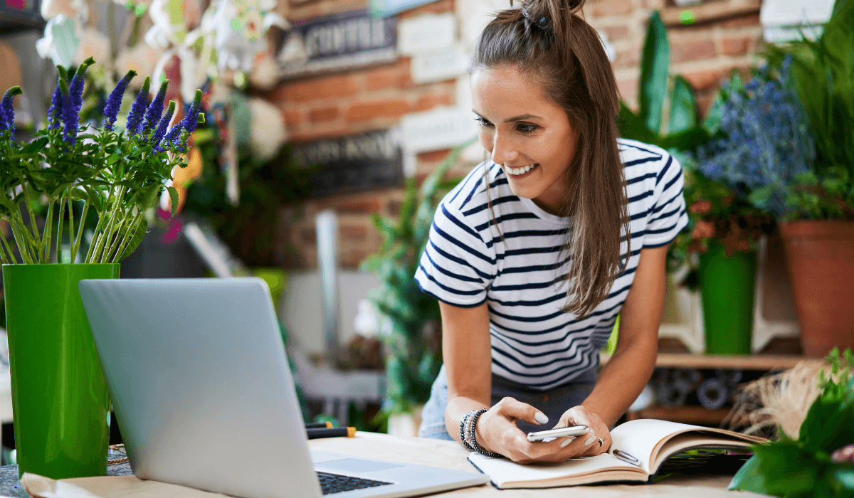 Small business owner working on project management